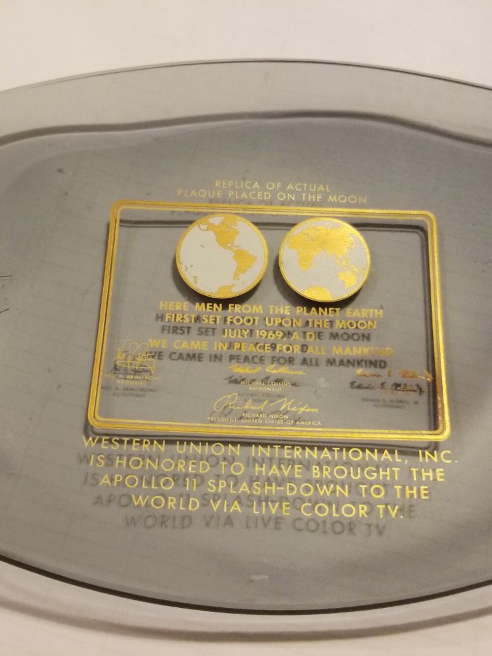 Vintage Apollo 11 Moon Landing Western Union Commemorative Dish 1969 NASA - Picture 2 of 12
